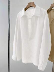 INAWLY Loose Soft V-Neck T-Shirt, Casual Pullover Blouse Fall Cloth For Women