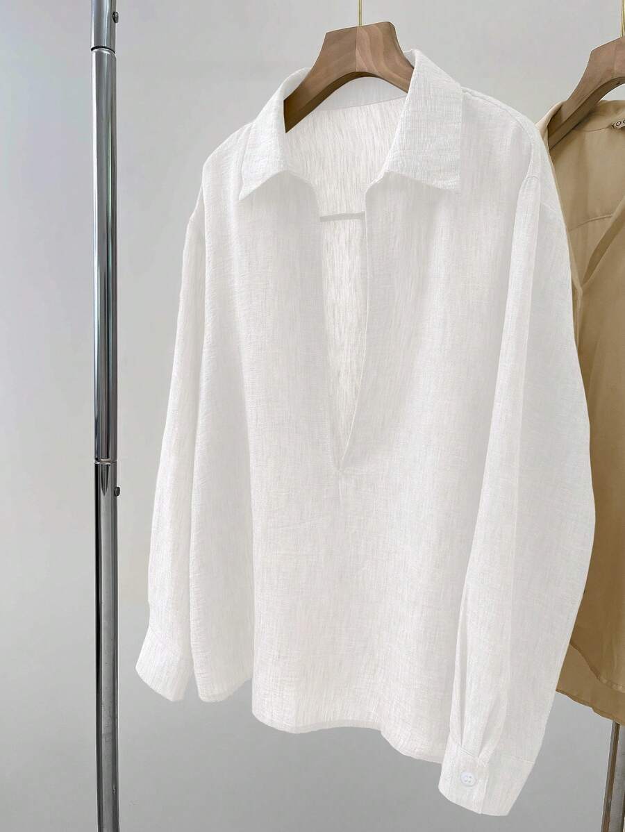 INAWLY Loose Soft V-Neck T-Shirt, Casual Pullover Blouse Fall Cloth For Women