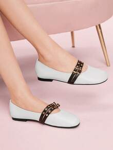 CUCCOO DOLLMOD Giày bệt Mary Jane màu trắng dễ thương, giày ba lê xỏ ngón thoải mái cho nữ, đa năng khi đi làm, thích hợp cho mùa xuân/thu, Halloween và Giáng sinh - trắng - Xem 4