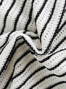 SHEIN Baby Boy Summer Polo Collar Short Sleeve Stripe Shirt Paired With Fashionable Denim Shorts Set, Suitable For Outings And Vacations - Multicolor - View 9