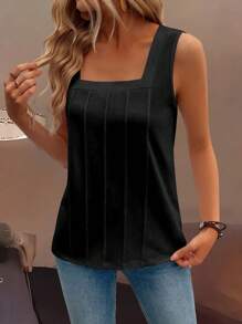 SHEIN LUNE Nouveau débardeur ample à col pour femme sans manches pour l'été, réduction, effet amincissant
