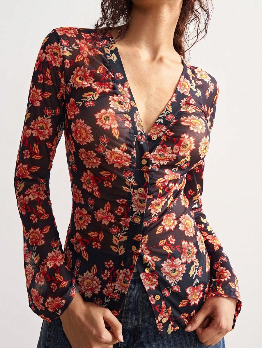 Bohemela Boho Vintage Knit Lace V-Neck Flared Sleeve Blouse For Women, Bohomian Style Vacation Outfits, Simple Fashion Casual Everyday Wear