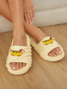 Cuccoo Women's Fashion Summer House Wear Thick Bottom Non-Slip Quiet EVA Beach Slides - Yellow - View 5