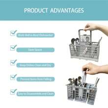 SHEIN 1 Cesta para cubiertos, Canasta de repuesto para cubiertos del lavavajillas universal de varios tamaños, Organizador 2 en 1 para utensilios y cubiertos, Compatible con varios modelos y tamaños de lavavajillas como Bosch, Kitchenaid, Frigidaire, GE - Gris - Ver 10