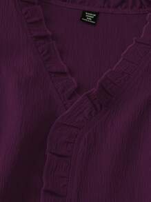 Linhara Plus Size Women Ruffle Trim V-Neck Sleeveless Casual Dress, Comfortable For Everyday And Commute Wear - Purple - View 3