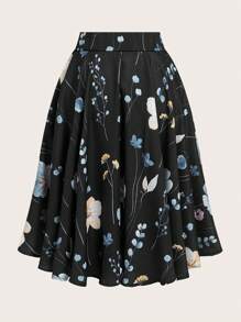 Ellevyn Women Elegant A-Line Floral Print Skirt