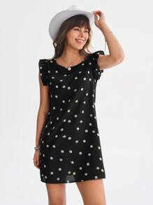 SHEIN LUNE 印花荷葉邊連衣裙