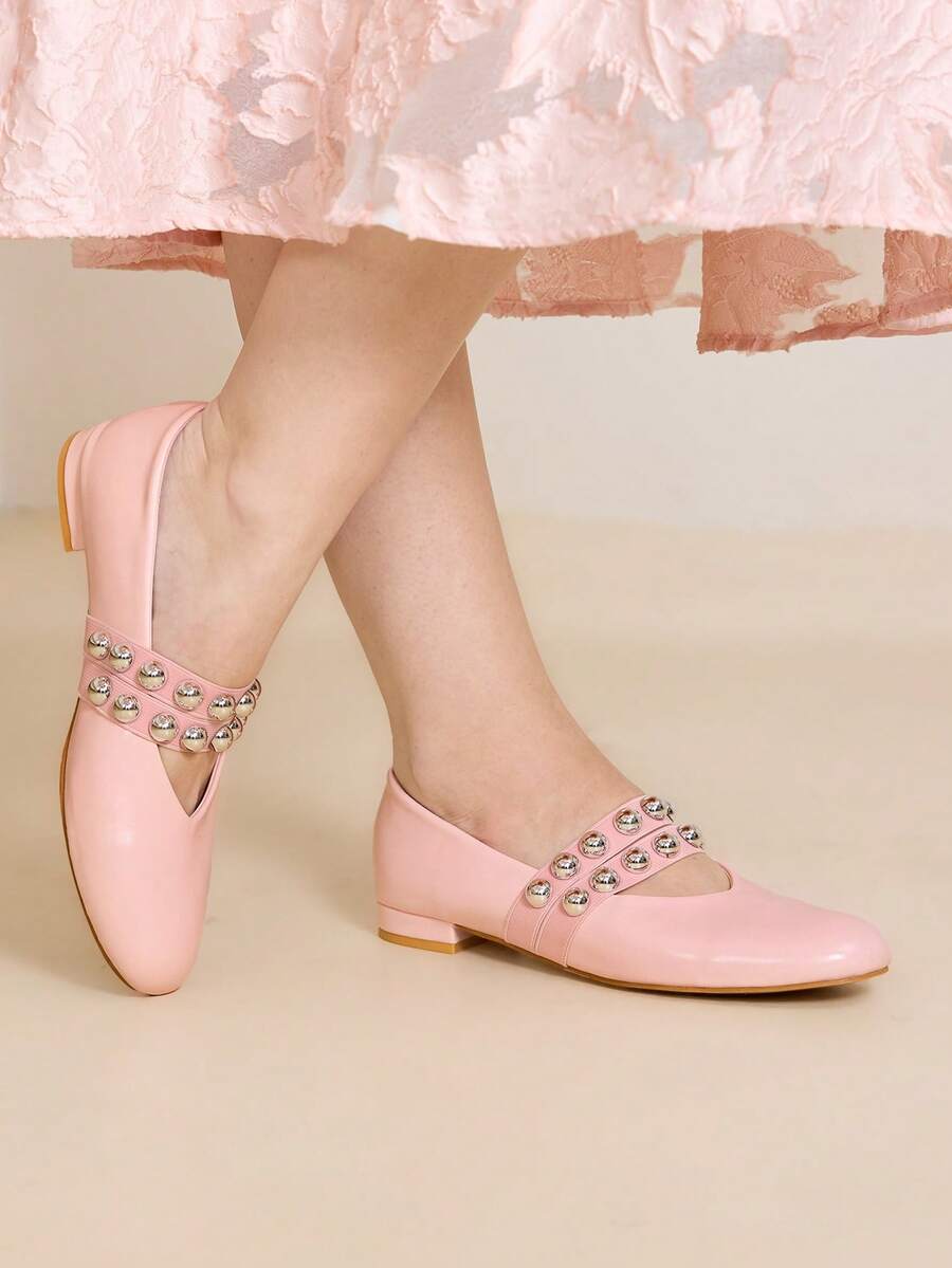 MOTF PREMIUM BUCKLE PU LEATHER BALLET FLATS - Pink - View 2