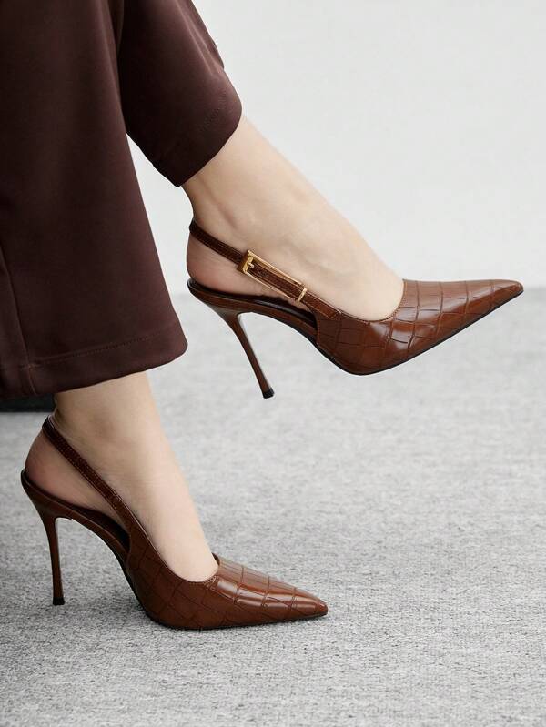 CUCCOO BIZCHIC Zapatos de tacón alto de slip-on con punta elegante para mujer