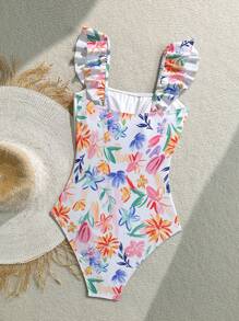 Soleia 1pc Women's Floral Print One-Piece Swimsuit, Suitable For Vacation And Beach - Multicolor - View 2