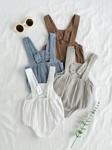 Vintaside Kids Conjunto de 4 piezas de pelele de unicolor para bebés niños, azul, marrón, blanco, gris, diseño minimalista, sin patrones, adecuado para aventuras al aire libre, ropa cómoda para el hogar, atuendo esencial diario para bebés