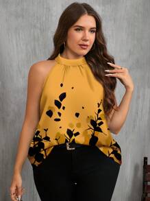 SHEIN Clasi 大码女式休闲树叶花卉印花衬衫，适合夏季 - 彩色 - 查看 3