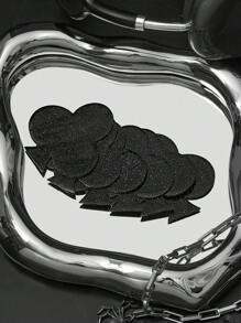 SHEIN 3 Cặp miếng dán núm vú trang trí bằng da có thể tái sử dụng, miếng dán núm vú hình hoa mận kim cương lấp lánh bằng silicon tự dính, quà tặng năm mới, trò chơi tiệc tùng dành cho người lớn thích hợp cho lễ Halloween/Giáng sinh/Lễ Tạ ơn - màu đen - Xem 1