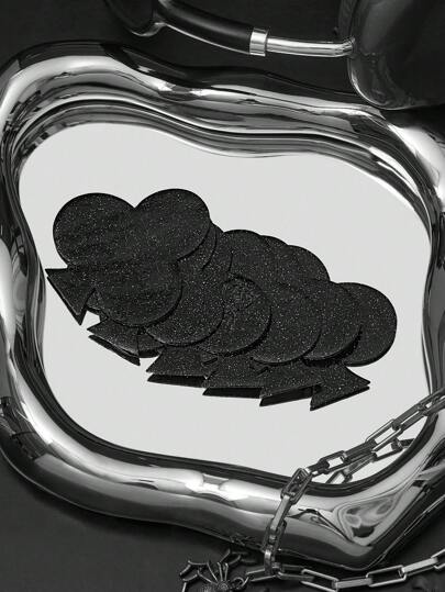 SHEIN 3 Pairs Leather Decorative Playing Cards Reusable Nipple Cover Pasties ,Plum Blossom Playing Cards Diamond Glitter Silicone Self-Adhesive Nipple Stickers New Years Gifts,Adult Party Games Suitable For Halloween/Christmas/Thanksgiving