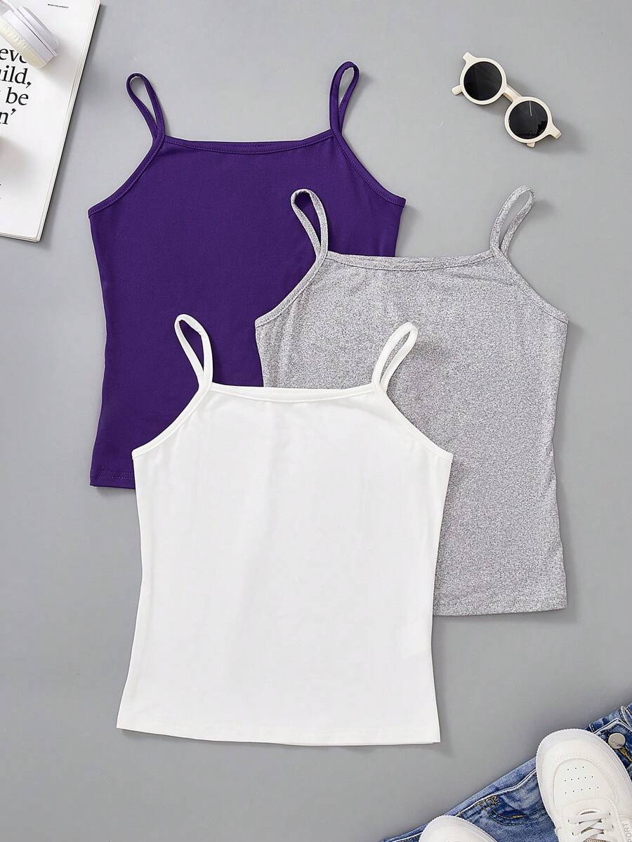 SHEIN 女童休闲多色针织吊带背心