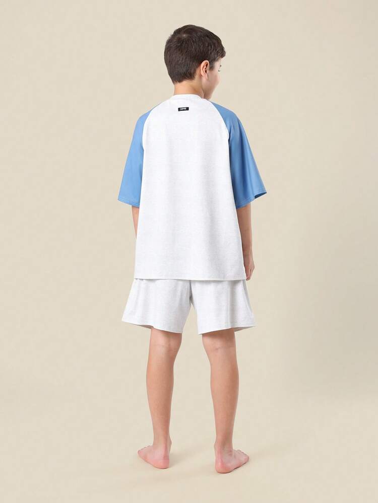 Comfortable Basketball Print Raglan Two Piece Set
