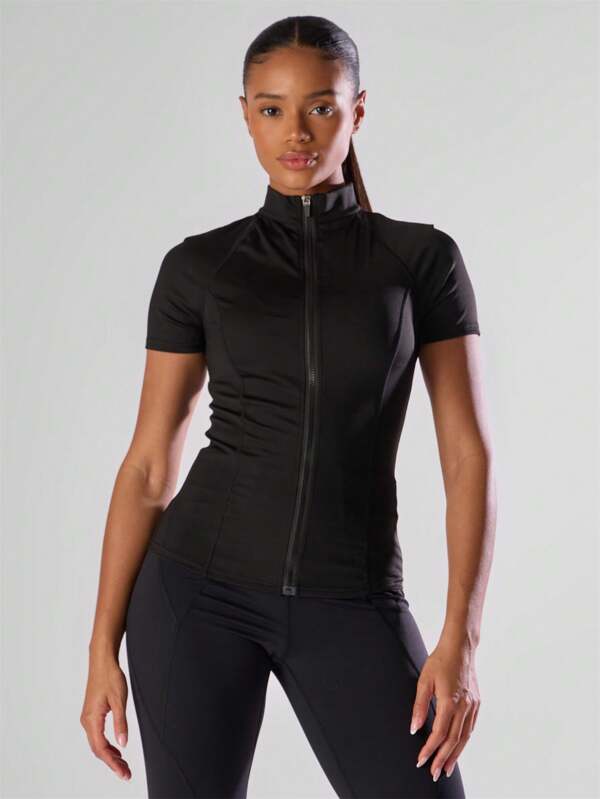 Musera Sport Mock Neck Zipper Placket Sports Jacket , Active Comfy Workout Gym Outfit Running Run Club ,Padel, Tennis, Pickleball
