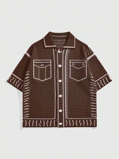 Street Life Herren Vintage Stil Kurzarm Strickpullover