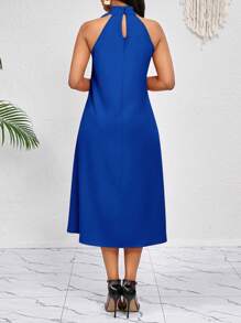 SHEIN Lady Robe mi-longue orange avec des fleurs 3D en volants décorant le décolleté. Ample et décontractée pour dames élégantes. Idéale pour les vacances de printemps et d'été. Style bohème.