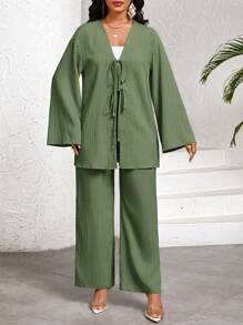 SHEIN Lady 2 Stücke Damen Urlaubs Lässig Einfarbiges Hemd und Hose Set