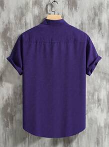 Manfinity Homme Men's Casual Solid Color Single-Breasted Short Sleeve Shirt For Commuting, Summer Style Shirts For Men Nice Shirts For Men Men Casual Shirts