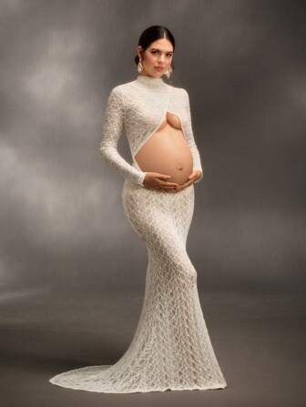 Cheriluna Maternity Abito per la fotografia di maternità in pizzo, sexy e confortevole