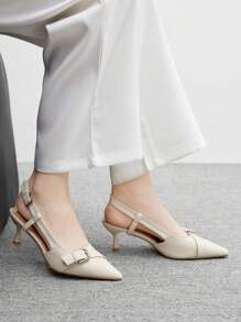 CUCCOO BIZCHIC Fashionable Red Thin Strap Pointed Toe High Heel Pumps - White - View 5