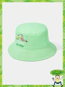 Rick and Morty X SHEIN 卡通和口号图案防晒沙滩渔夫帽