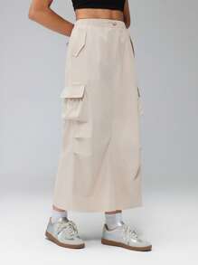 SHEIN Tall 女士休闲前系宽腰带简约清凉感抗皱速干工装裙，适合度假