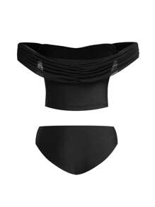 Swim Oasis 女士海滩度假海星装饰比基尼泳装和罩衫裙套装