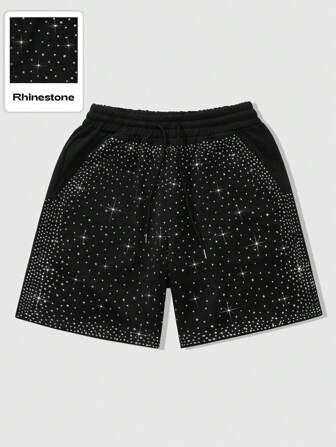 Street Life Unisex Straßen-amerikanischer Stil Shorts mit Strass-Muster