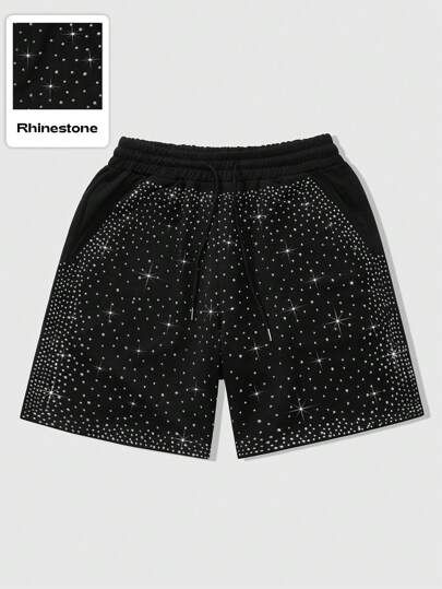 Unisex Street Life American Style Rhinestone Print Pattern Shorts