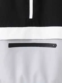 SHEIN Tween Boy Casual Sports Street Fashion Hooded Jacket, Loose Fit Color Block Zip-Up Windbreaker, Suitable For Commuting, School, Daily Leisure, Sports Activities, Autumn/Winter Season, Windbreaker Jacket Boys Hoodies For Teens Boys Hoodie With Pockets ,Teen Hoodie Boys Fall - Black - View 9