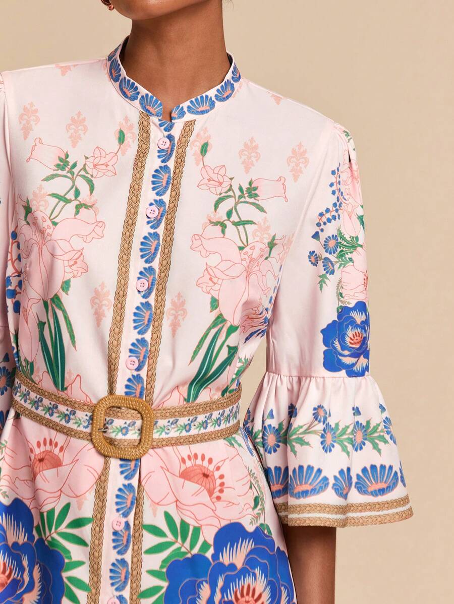 Travachic 女式波西米亚印花喇叭袖短裙，时尚度假装，女士度假装，女士度假装，海滩度假装，女士夏季装，女士夏季连衣裙，女士连衣裙，夏季连衣裙，女士太阳裙，女士优雅连衣裙