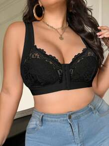 SHEIN 1 Áo ngực không dây buộc dây phía trước cỡ lớn - trắng - Xem 4