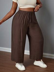 SHEIN PETITE CURVE Pantalones sueltos de unicolor casuales de talla grande