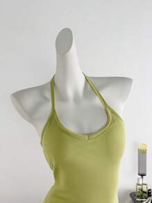 Glamine 绿色棉质无袖度假露背上衣，适合夏季海滩女士度假装，女士清爽夏季度假日常 - 牛油果绿上衣 - 綠色 - 查看 5