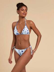Travachic Bộ đồ bơi bikini hở lưng in hình mặt trời mùa hè gợi cảm cho nữ - Nhiều màu - Xem 5