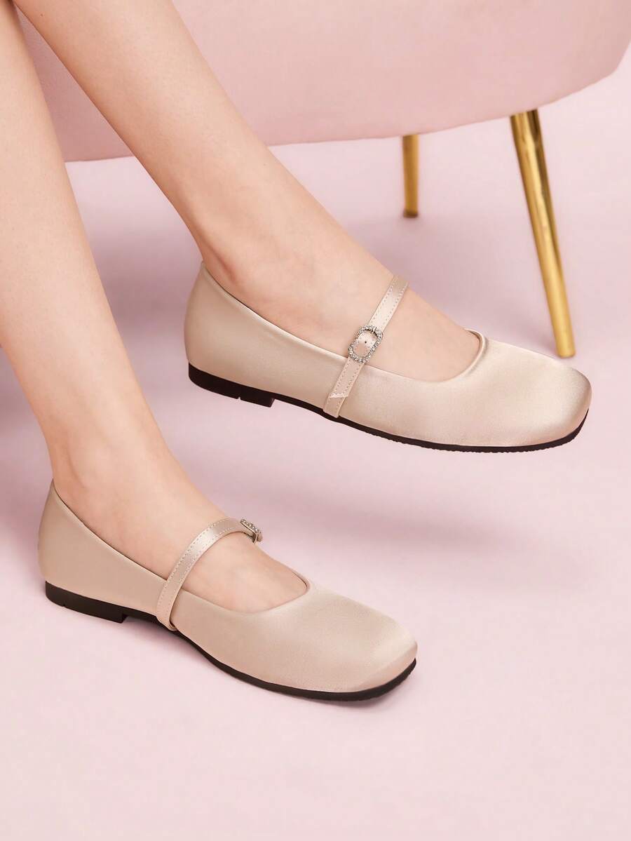 CUCCOO DOLLMOD Cute Pink Ballet Flats With Decor, Versatile Mary Jane Flat Shoes For Women, Commuting & Daily Wear, Suitable For Spring/Autumn, Halloween & Christmas - Pink - View 1