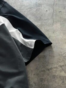 AXEPEAK Plus Size Men's Casual Loose Fit Colorblock Round Neck Short Sleeve T-Shirt, Summer