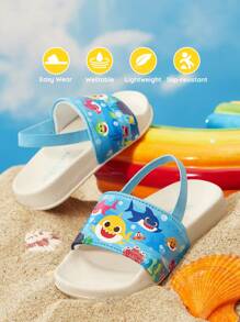 BABY SHARK X SHEIN Cute Ocean Fish Cartoon Pattern Baby Toddler Blue Slippers, EVA Material Is Light, Protect Small Feet, Suitable For Home Or Out Use, Unisex, Boys & Girls - Multicolor - View 2