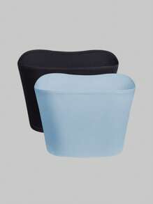 SHEIN Unity Summer Casual Solid Color Cropped Tube Top, Versatile - Multicolor - View 2