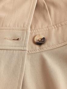 SHEIN MOD Khaki Color Vintage Sleeveless Cinched Waist Women's Trench Coat, Back To School Style, Old Money Style Autumn Winter Clothes For Women