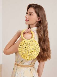 MOTF PREMIUM ROUND VACATION WOVEN HANDBAG - Multicolor - View 1