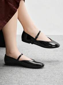 CUCCOO BIZCHIC 女士时尚百搭简约休闲玛丽珍平底鞋 - 黑色 - 查看 3