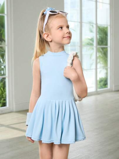 SHEIN Vestido de tenis atlético para niñas, conjunto con pantalones cortos antirroces para correr, fitness, baloncesto, fútbol, tenis, bádminton, moda