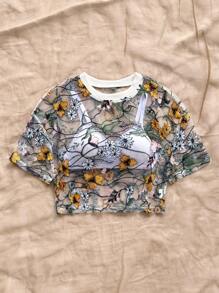 Soleia Blusa de mujer con bordado floral, perfecta para el verano