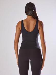 Musera Sport Camiseta de tirantes ajustada con escote en V profundo, larga, cómoda para actividad física, gimnasio, correr, pádel, tenis, pickleball