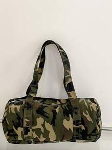 ROMWE Grunge Punk Retro Camouflage & Pentagram Decor Large Capacity Multifunctional Shoulder Bag/Underarm Bag, Y2K Stylish Versatile Tote Bag For Party, Vacation, Social Events, Gathering, Shopping