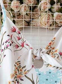 Breezaya Váy chữ A buộc eo họa tiết hoa cho nữ có dây đeo nơ, thanh lịch cho ngày lễ và mặc hàng ngày - Nhiều màu - Xem 4